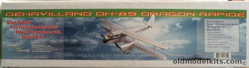 Dumas DeHavilland DH-89 Dragon Rapide - 42 inch Wingspan Balsa Flying Model Airplane, 1815 plastic model kit